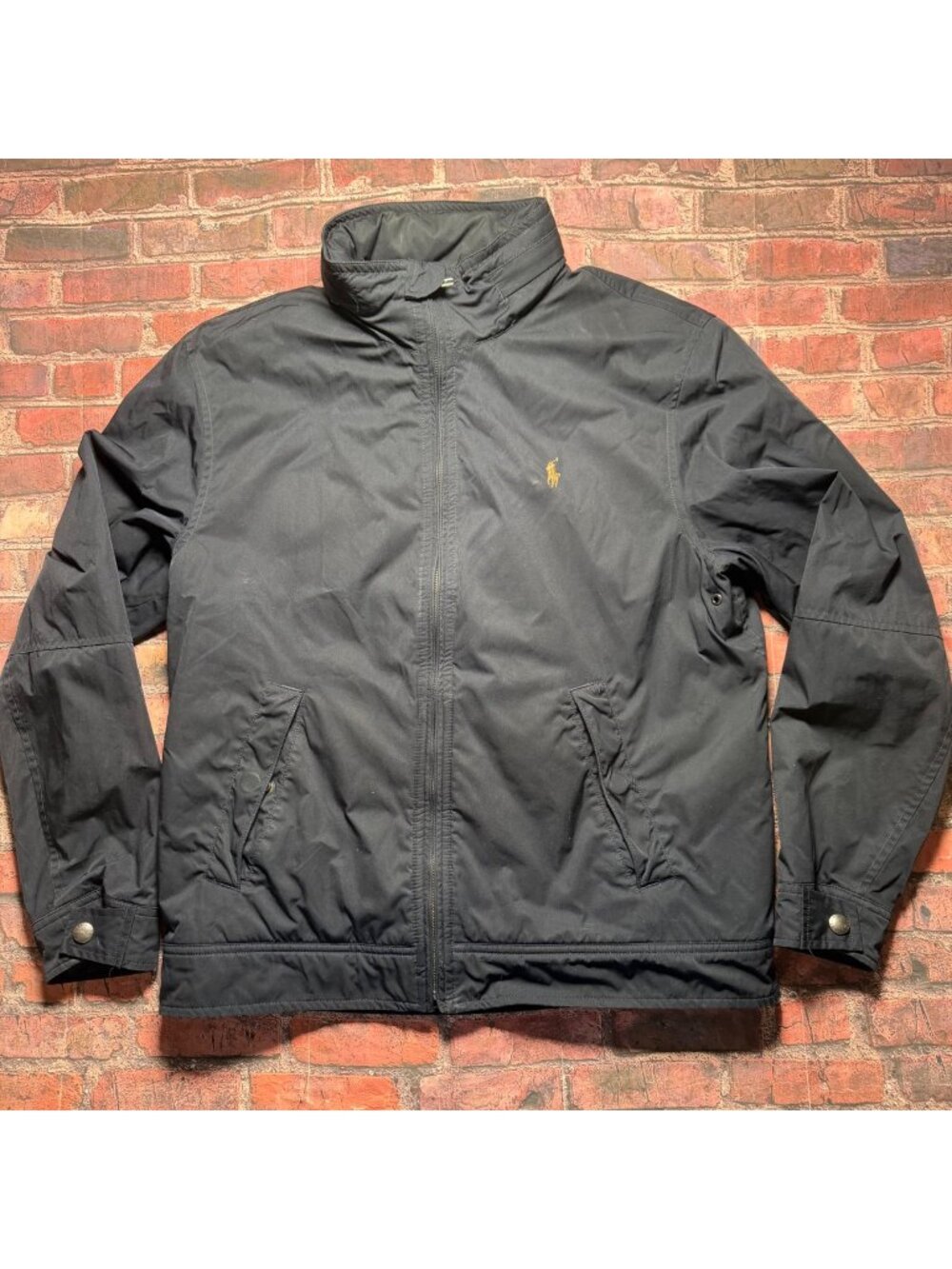 Vintage Polo Ralph Lauren Hidden Hood Fleece Lined Jacket Mens M Navy Full Zip